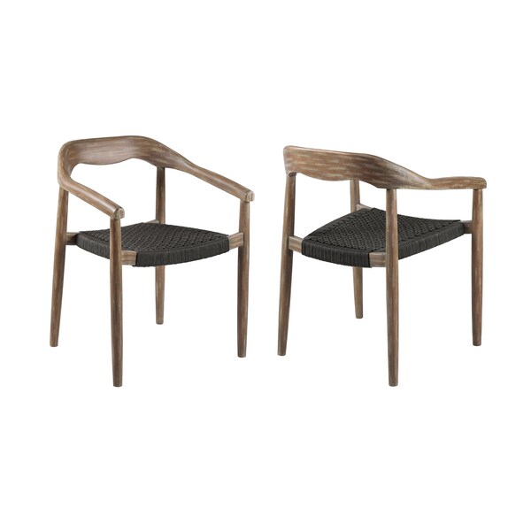 Armen Living Santo Indoor Outdoor Stackable Dining Chair in Eucalyptus Wood with Charcoal Rope, PK2 LCSASICHR - main